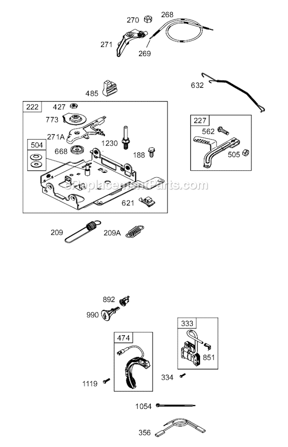Page E Diagram and Parts List for 12C400SERIES 0100-0208 Briggs and Stratton Engine